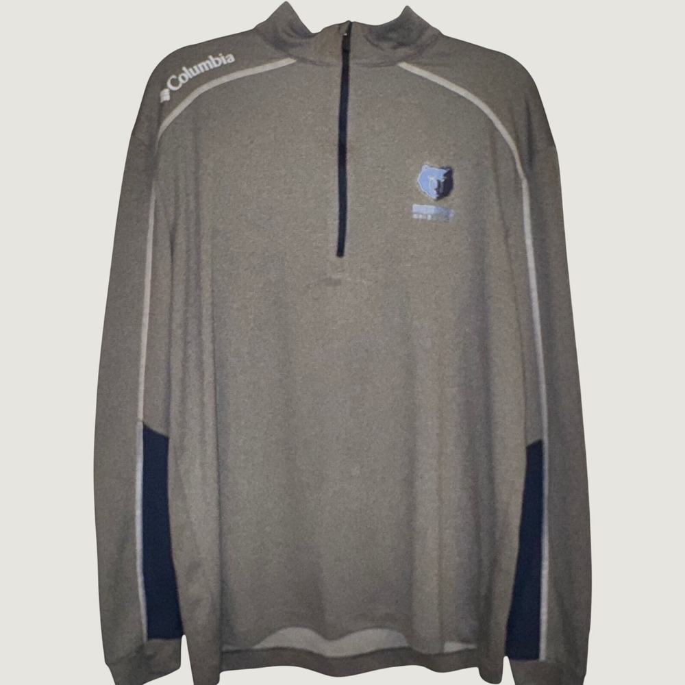 Columbia Memphis Grizzlies Men Large Grey Quarter Zip Pullover Excellent